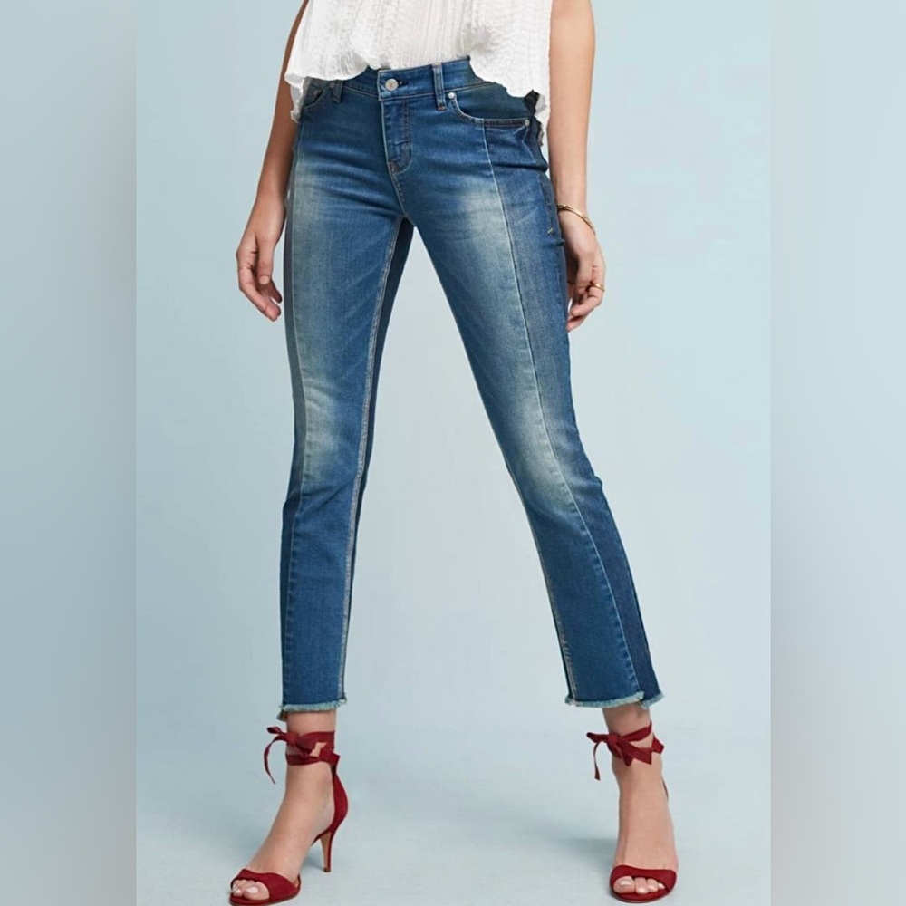 Anthropologie Pilcro and the Letterpress Parallel Cropped Raw Hem Mid Rise Jeans